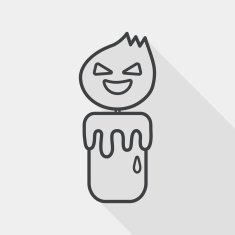 halloween candle flat icon with long shadow line