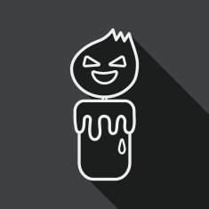 halloween candle flat icon with long shadow line N2