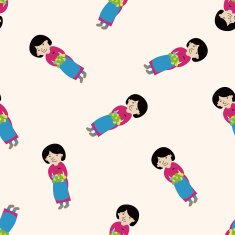 lady girl cartoon seamless pattern background N74