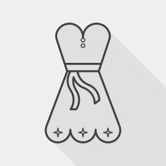 woman dress flat icon with long shadow line