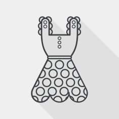 woman dress flat icon with long shadow line N2
