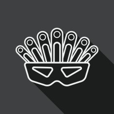 party mask flat icon with long shadow line