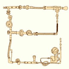 Hand-drawn frame decorative style steam punk