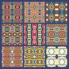 set of different seamless colored vintage geometric pattern