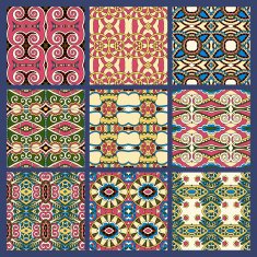 set of different seamless colored vintage geometric pattern N2