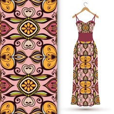 Fashion seamless geometric pattern women's dress on a hanger N9