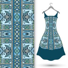 Fashion seamless geometric pattern women's dress on a hanger N10