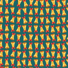 Seamless pattern of Christmas bells with red bows
