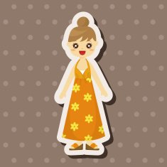 lady girl cartoon theme elements N165