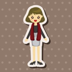 lady girl cartoon theme elements N170