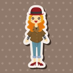 lady girl cartoon theme elements N171