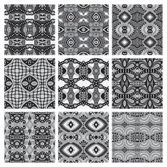 set of grey different seamless vintage geometric pattern N2