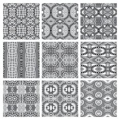 set of grey different seamless vintage geometric pattern N3