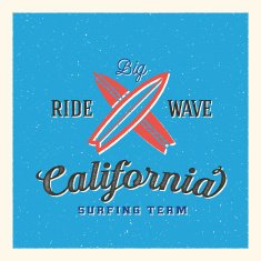 California Surfing Team Abstract Vector Label or Logo Template
