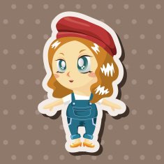 lady girl cartoon theme elements N180