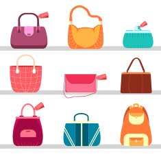 elegance fashion handbags and bags in flat seamless background