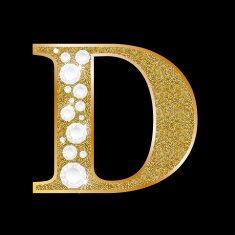 Letter D of gold and diamond