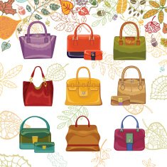 Autumn fashion Women's handbags and leaves top