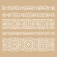 Set of seamless lace borders with transparent background