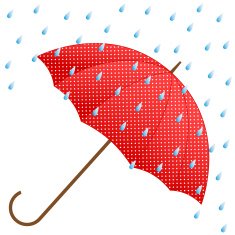 Red umbrella and rain