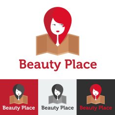 Vector flat beauty shop or spa salon logo set