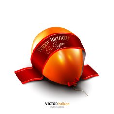 Birthday balloon with satin ribbon isolated on white background