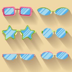 Set of colored flat glasses with long shadows Sprockets round N5