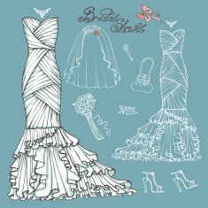 Bridal shower Dress accessories set Vintage vector