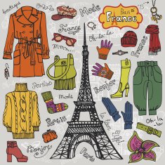 Paris style Fashion clothing set Colored Sketch N2