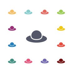 hat flat icons set
