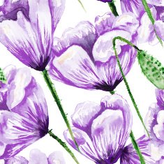 Purple poppy watercolor pattern