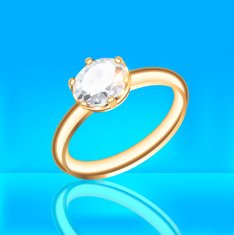background with Golden diamond ring on a blue