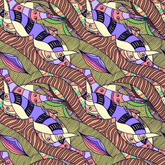 decorative pattern of the plant and abstract elements