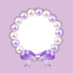 Vintage Pearl Frame with Bow Background Vector Illustration N2