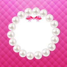 Vintage Pearl Frame with Bow Background Vector Illustration N6