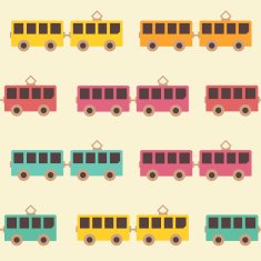 Amazing seamless vintage colorful tram pattern