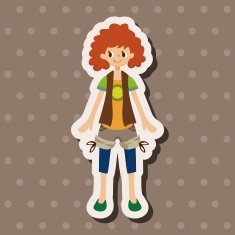lady girl cartoon theme elements vector eps N79