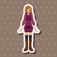 lady girl cartoon theme elements N211