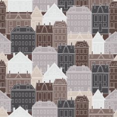 Houses Vector seamless pattern vintage N2