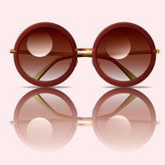 Rounded brown sunglasses with reflection