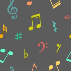 Vector seamless pattern of music notes and icons