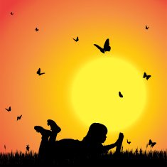 Vector silhouette of a girl N97