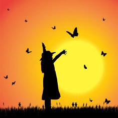 Vector silhouette of a girl N100