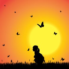 Vector silhouette of a girl N115