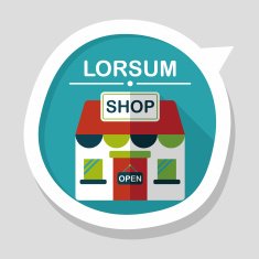 shopping store flat icon with long shadow eps10 N21