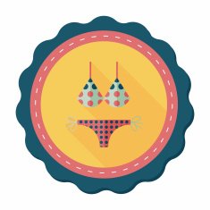Swimming suit flat icon with long shadow N6