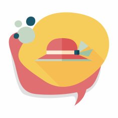 Women hat flat icon with long shadow N9