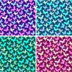 Seamless pattern set with butterflies