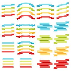 vector collection of decorative design elements - colorful ribbo