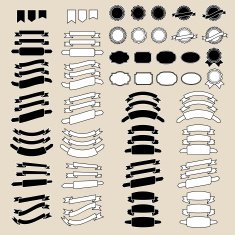vector collection of decorative design elements - ribbons badge